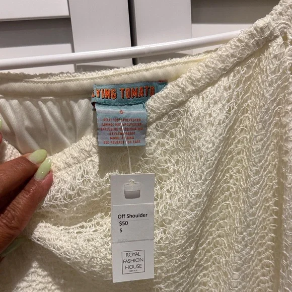 Flying Tomato NWT lined Cream Lace Midi Dress - Picture 4 of 8